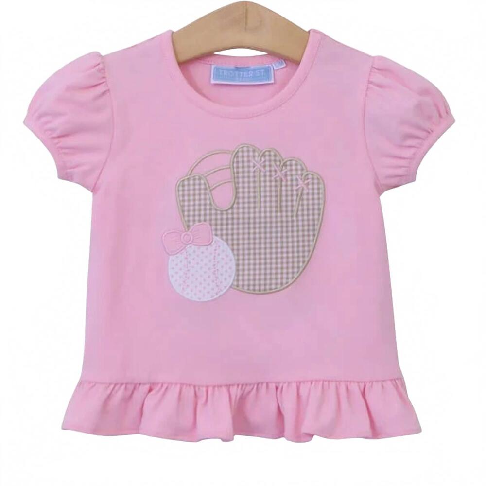 NEW TROTTER STREET KIDS girl's baseball ruffle tee in pink